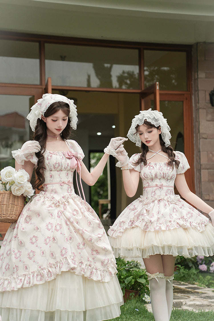 Lolita Dress - Rose After The Rain, Ivory, Square Collar, Long Length, Bow Detail - additional product view 14