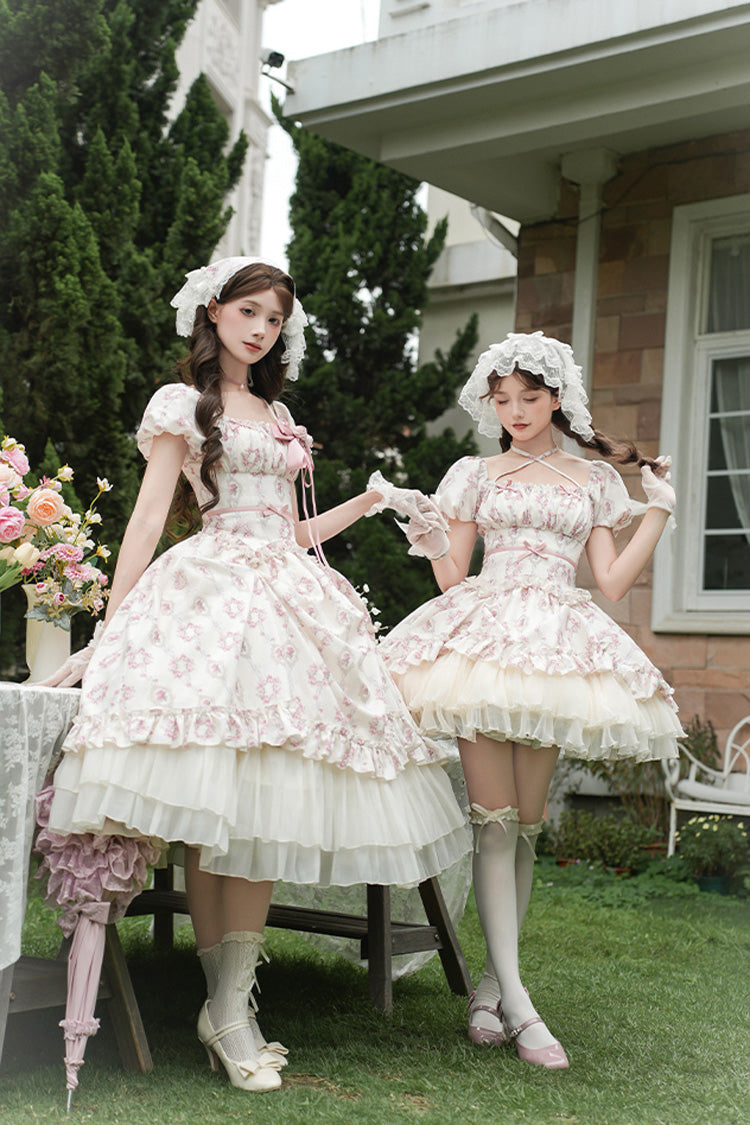 Lolita Dress - Rose After The Rain, Ivory, Square Collar, Long Length, Bow Detail - additional product view 18