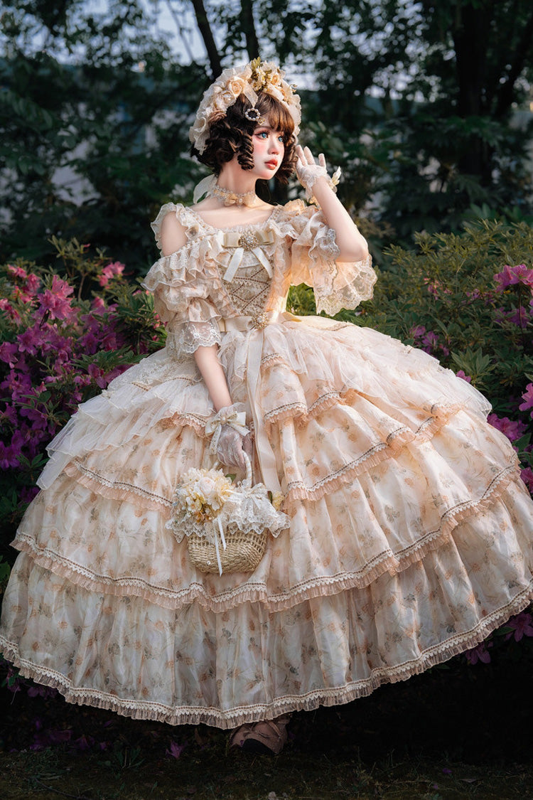Lolita Dress - Rose Letter, Yellow, Printed, Layered, Sweet Style - additional product view 8