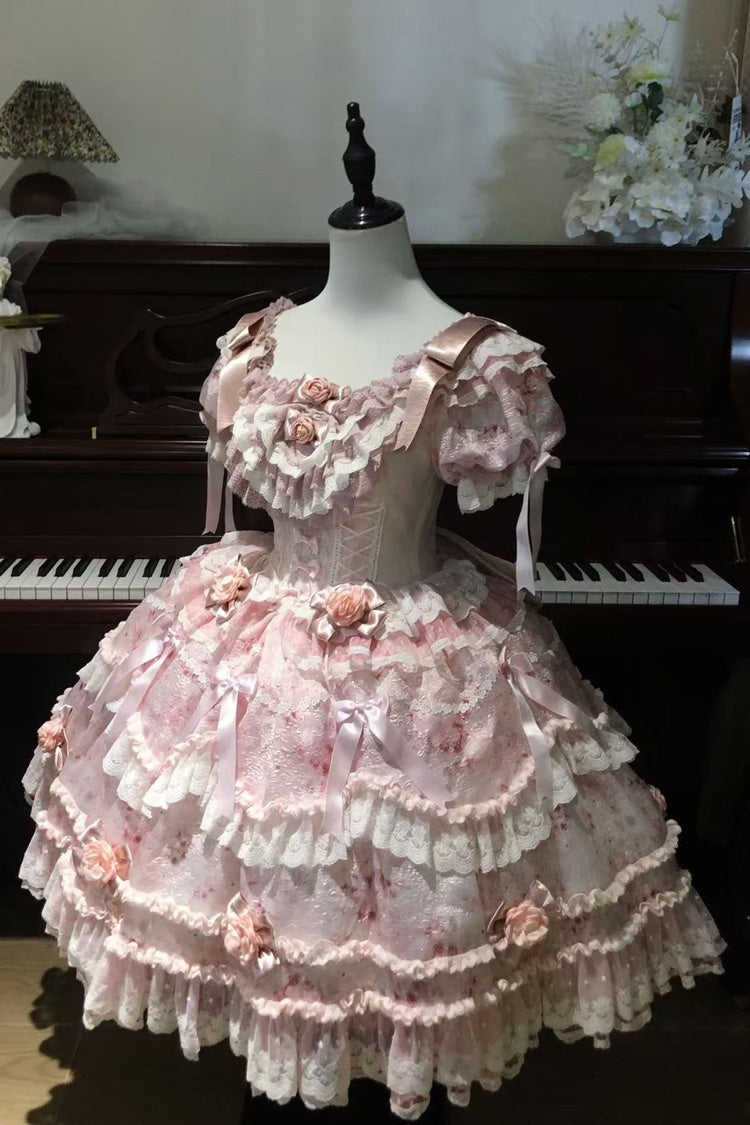 Lolita Dress - Rose Manor, Pink, Puff Sleeves, Ruffled, Sweet Style - additional product view 2