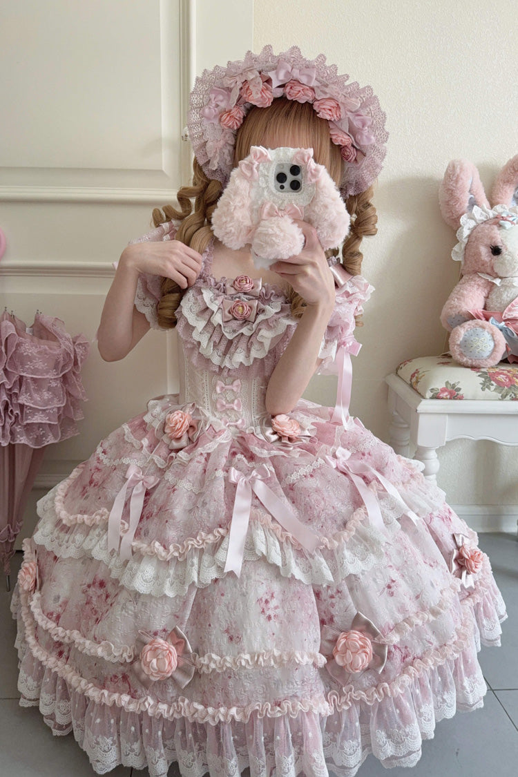 Lolita Dress - Rose Manor, Pink, Puff Sleeves, Ruffled, Sweet Style - additional product view 3