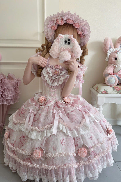 Lolita Dress - Rose Manor, Pink, Puff Sleeves, Ruffled, Sweet Style - additional product view 3