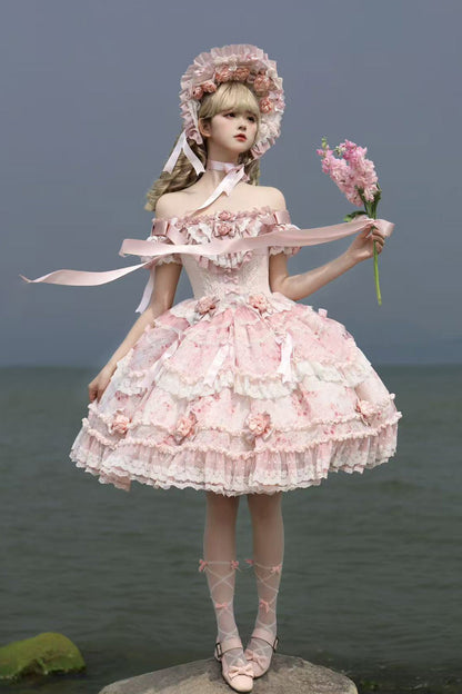 Lolita Dress - Rose Manor, Pink, Puff Sleeves, Ruffled, Sweet Style - additional product view 5