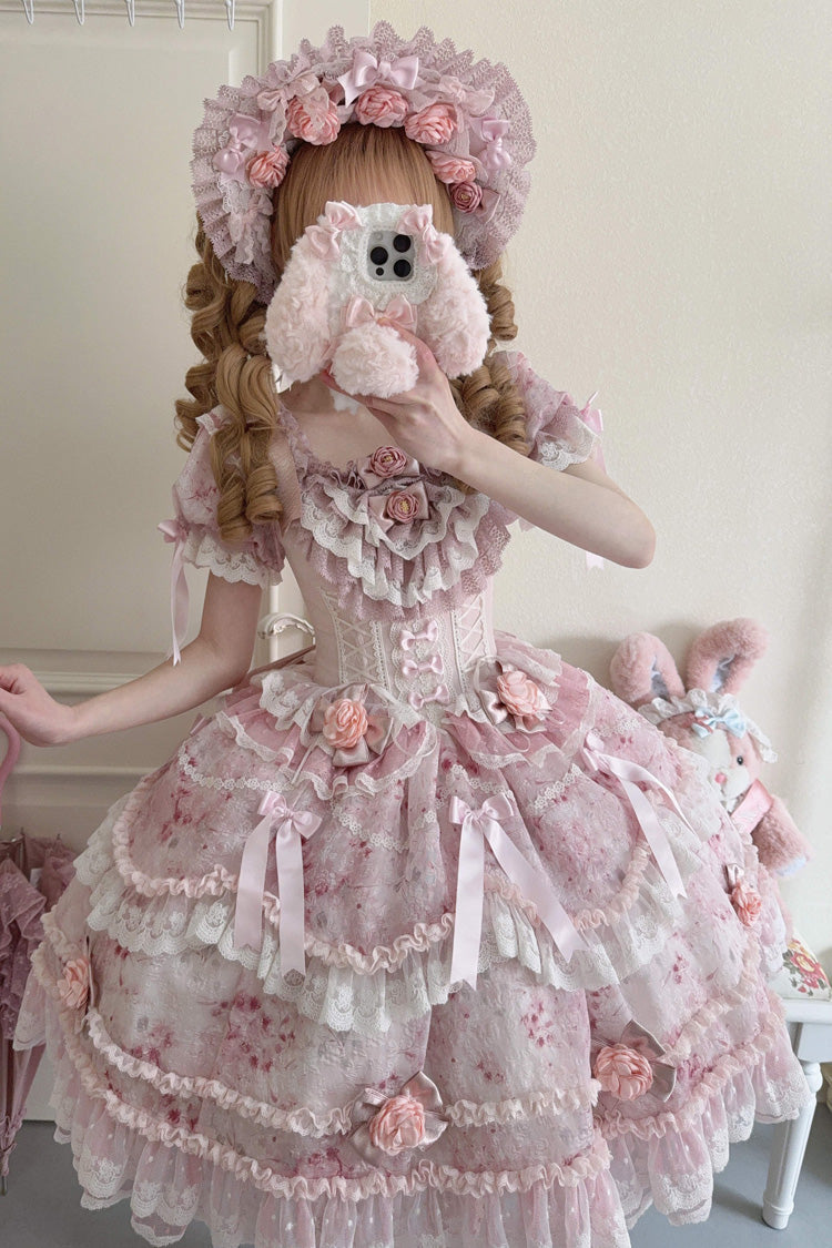 Lolita Dress - Rose Manor, Pink, Puff Sleeves, Ruffled, Sweet Style - additional product view 6