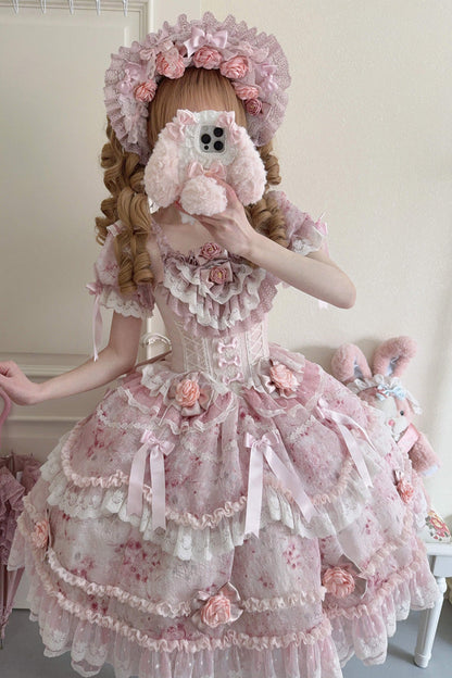 Lolita Dress - Rose Manor, Pink, Puff Sleeves, Ruffled, Sweet Style - additional product view 6