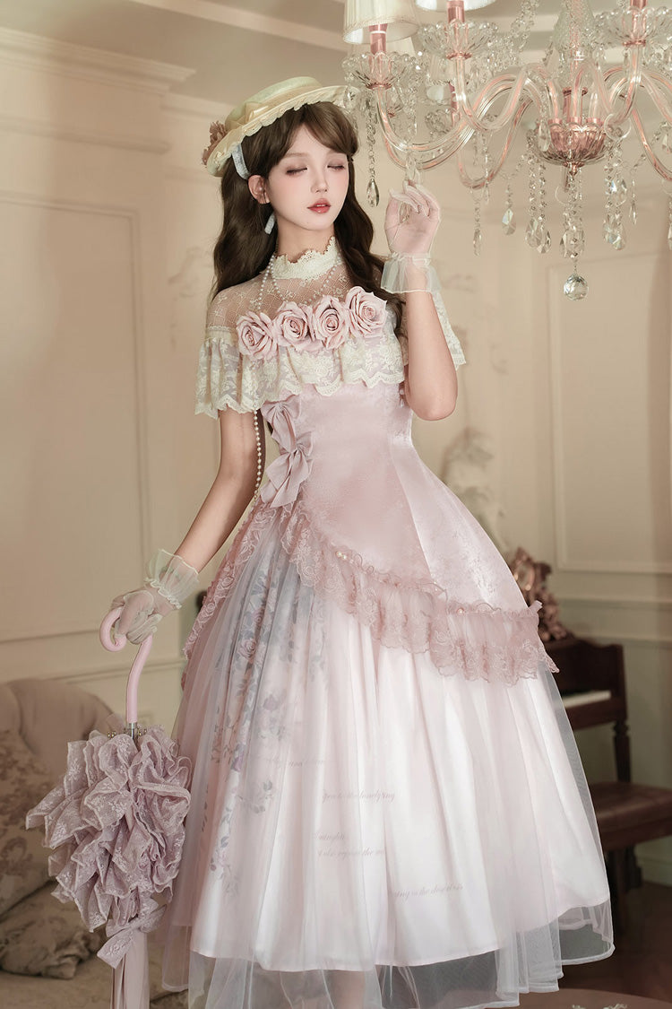 Lolita Dress - Rose Poems, Pink, Sweet Style, Bow Detail, Lace Trim - additional product view 2