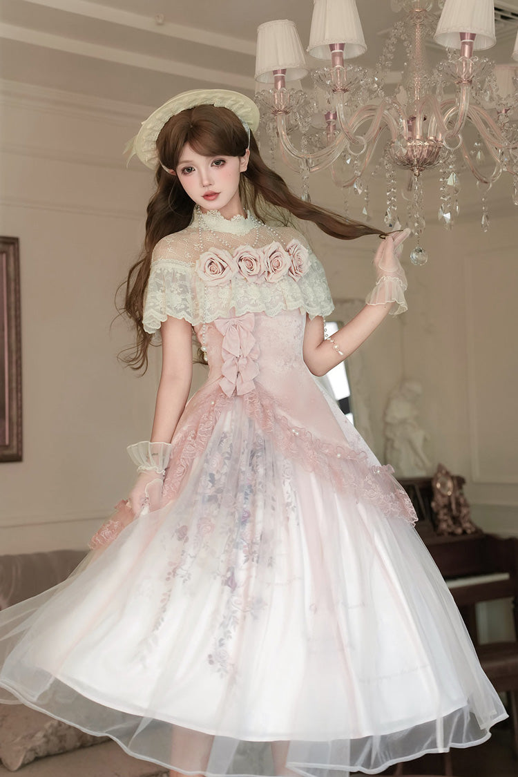 Lolita Dress - Rose Poems, Pink, Sweet Style, Bow Detail, Lace Trim - additional product view 3