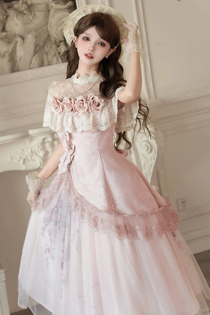 Lolita Dress - Rose Poems, Pink, Sweet Style, Bow Detail, Lace Trim - additional product view 4