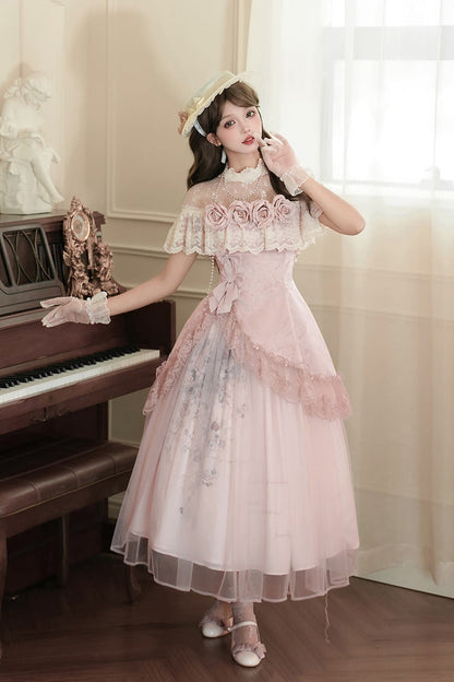 Lolita Dress - Rose Poems, Pink, Sweet Style, Bow Detail, Lace Trim - additional product view 6