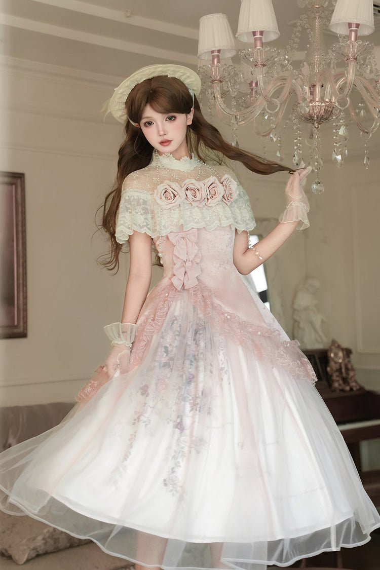 Lolita Dress - Rose Poems, Pink, Sweet Style, Bow Detail, Lace Trim - additional product view 7