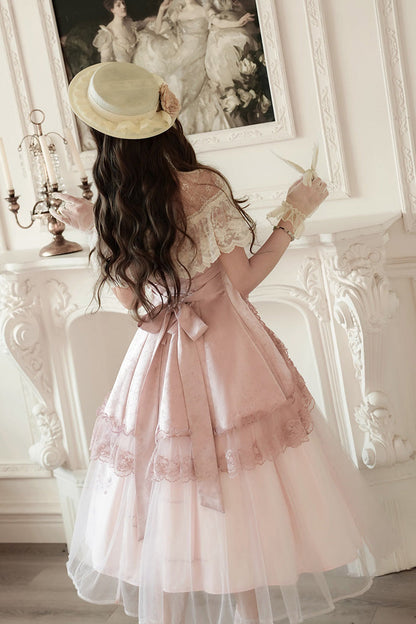 Lolita Dress - Rose Poems, Pink, Sweet Style, Bow Detail, Lace Trim - additional product view 8