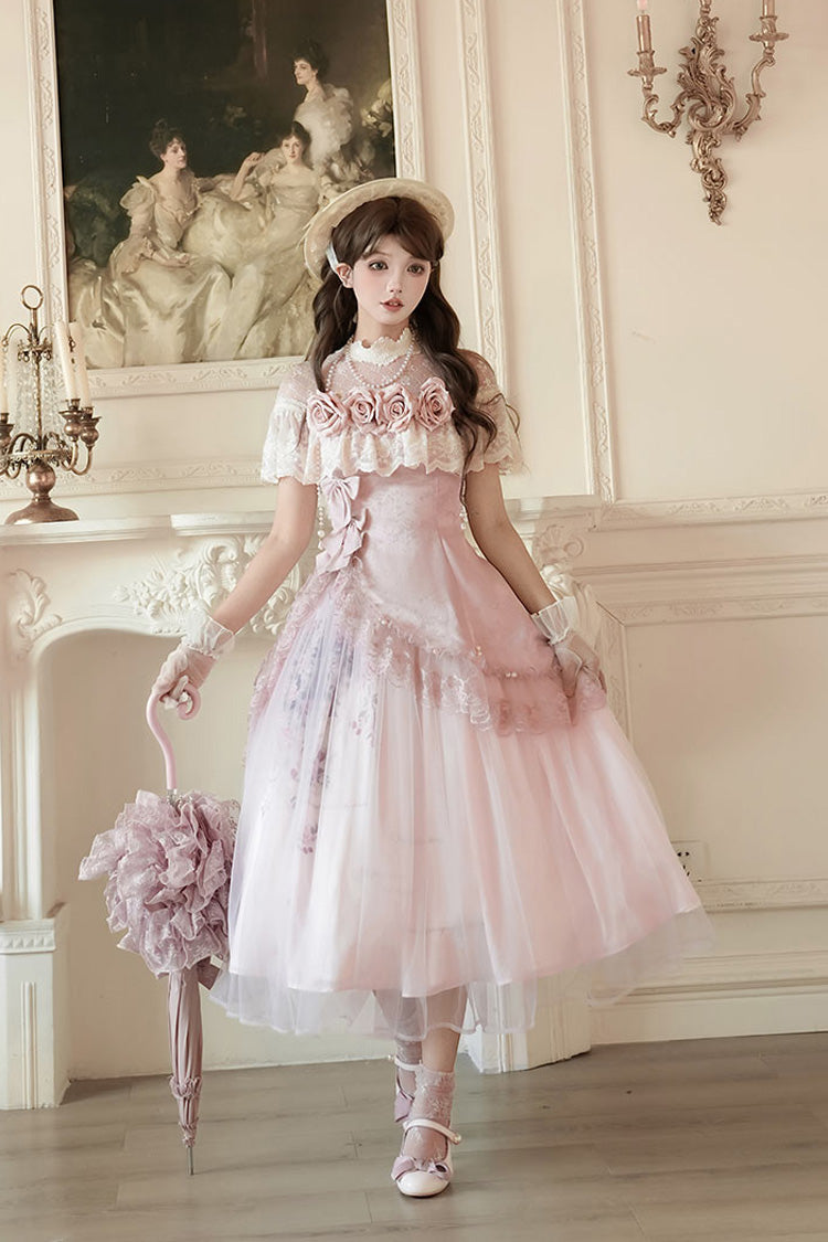 Lolita Dress - Rose Poems, Pink, Sweet Style, Bow Detail, Lace Trim - additional product view 9