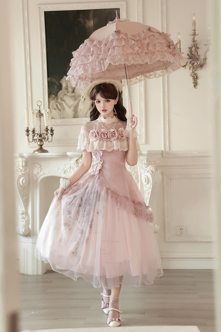 Lolita Dress - Rose Poems, Pink, Sweet Style, Bow Detail, Lace Trim - additional product view 11