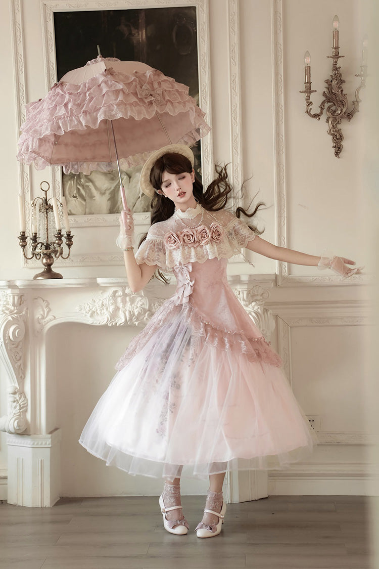 Lolita Dress - Rose Poems, Pink, Sweet Style, Bow Detail, Lace Trim - additional product view 12