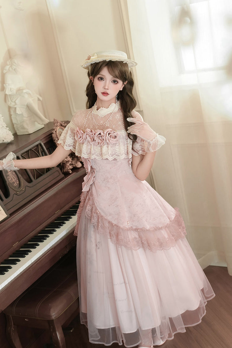 Lolita Dress - Rose Poems, Pink, Sweet Style, Bow Detail, Lace Trim - additional product view 13