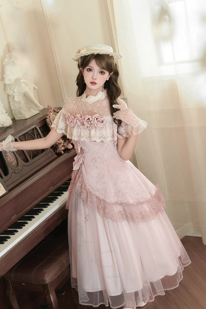 Lolita Dress - Rose Poems, Pink, Sweet Style, Bow Detail, Lace Trim - additional product view 13