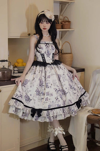 Lolita Dress - Rose Print, Ivory, Sweet Style, Ruffled, Printed - additional product view 2