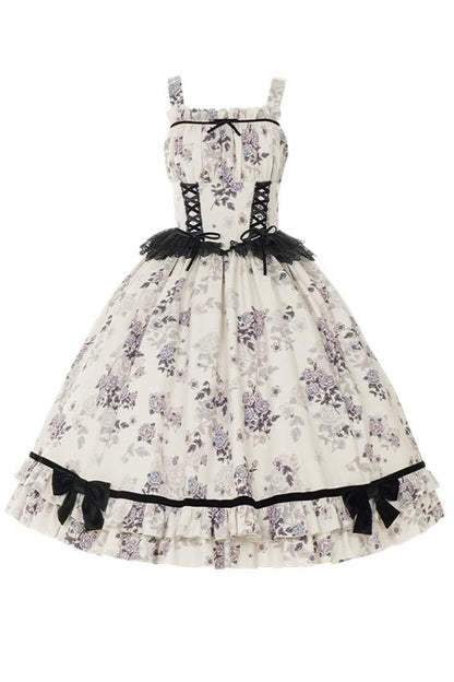 Lolita Dress - Rose Print, Ivory, Sweet Style, Ruffled, Printed - additional product view 5