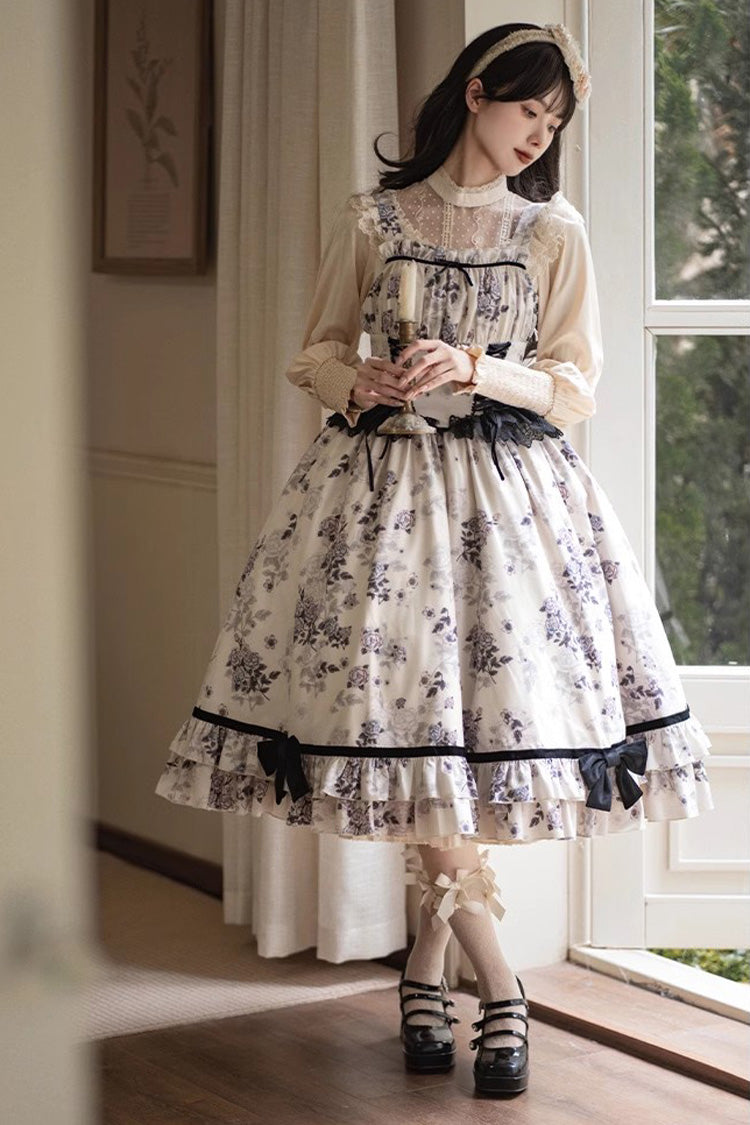 Lolita Dress - Rose Print, Ivory, Sweet Style, Ruffled, Printed - additional product view 6