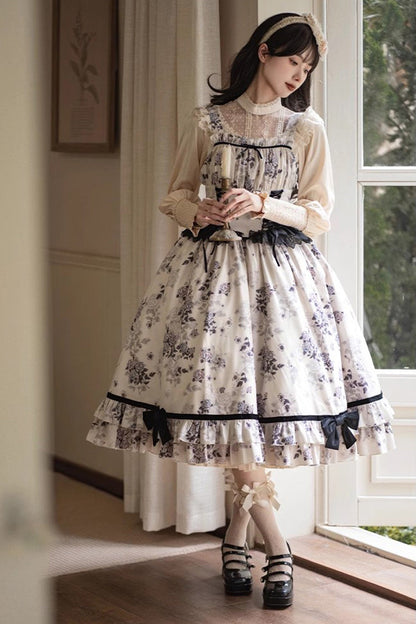 Lolita Dress - Rose Print, Ivory, Sweet Style, Ruffled, Printed - additional product view 6