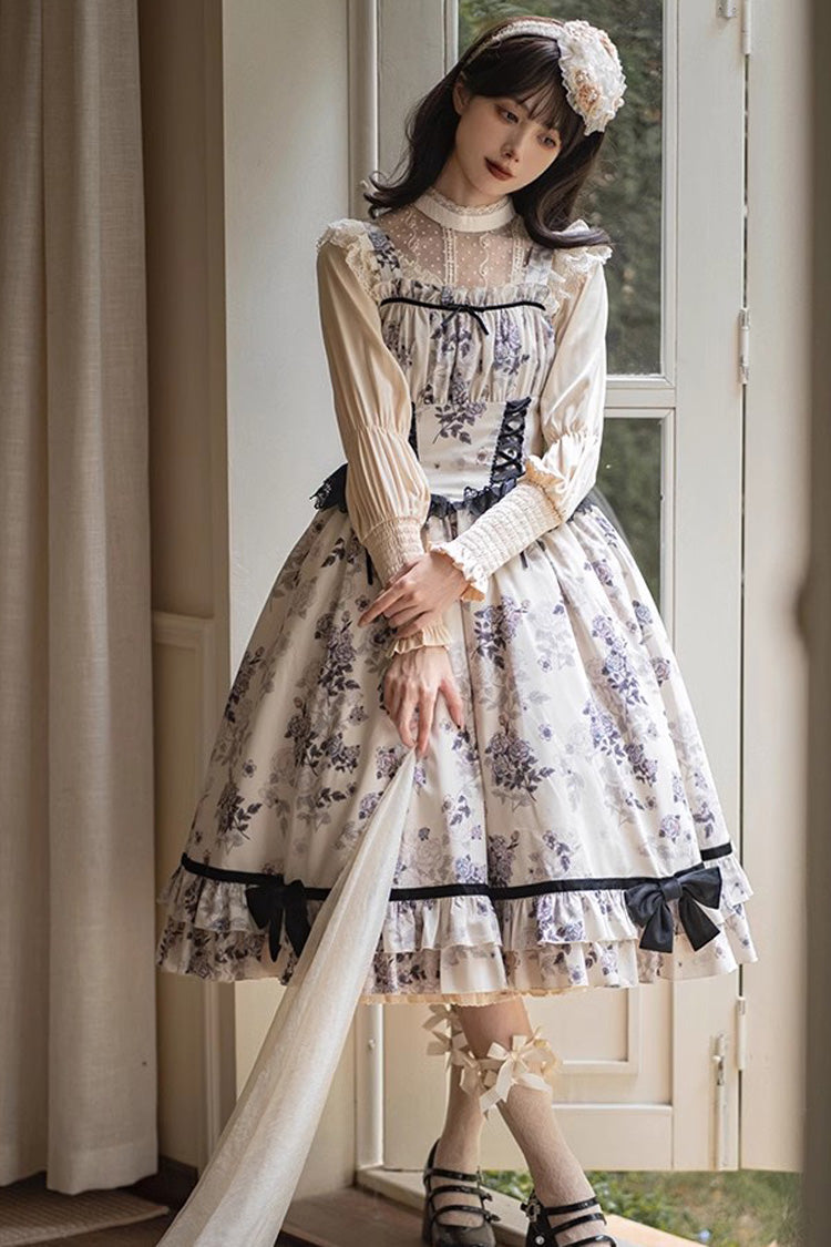 Lolita Dress - Rose Print, Ivory, Sweet Style, Ruffled, Printed - additional product view 8