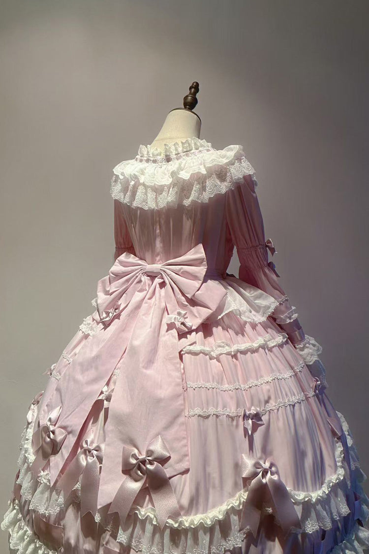 Lolita Dress - Round Collar Trumpet Hanayome, Pink, Long Sleeves, Sweet Style, Bow Detail - additional product view 4