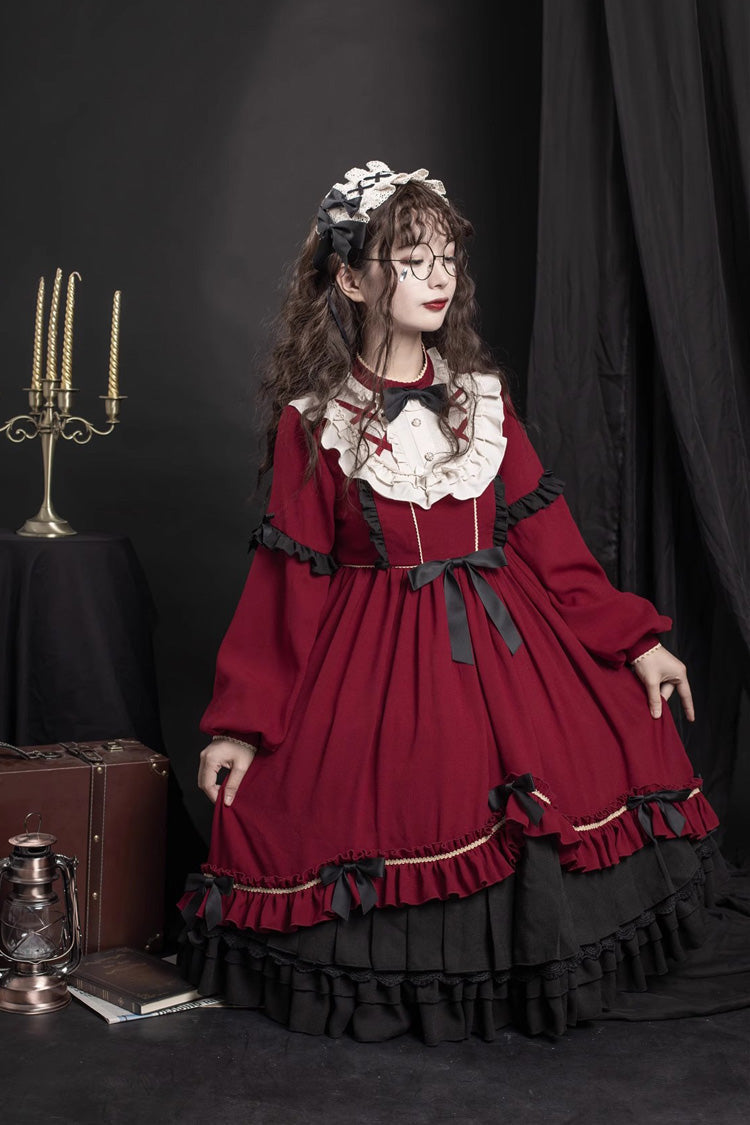Lolita Dress - Ruffle Bowknot Daily Princess, Red, Sweet Style, Bow Detail, Ruffled - additional product view 2