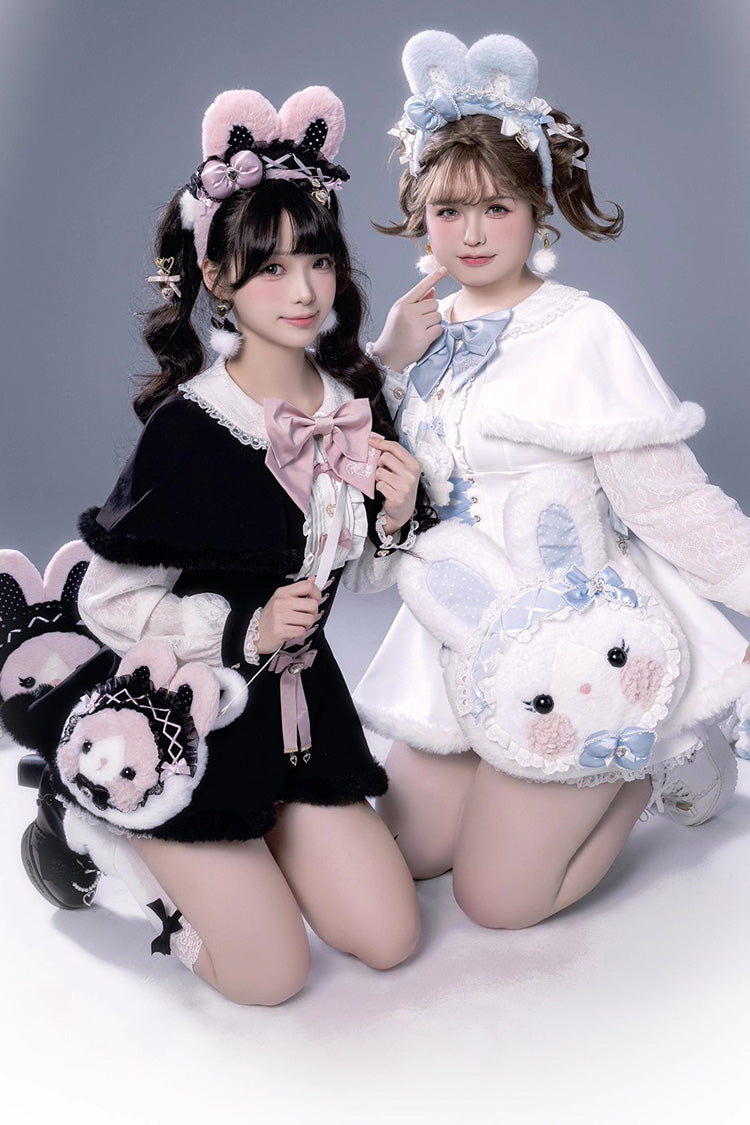 Lolita Dress - Ruffle Bowknot Lace-up Japanese, White, Bow Detail, Lace Trim, Ruffled - additional product view 2
