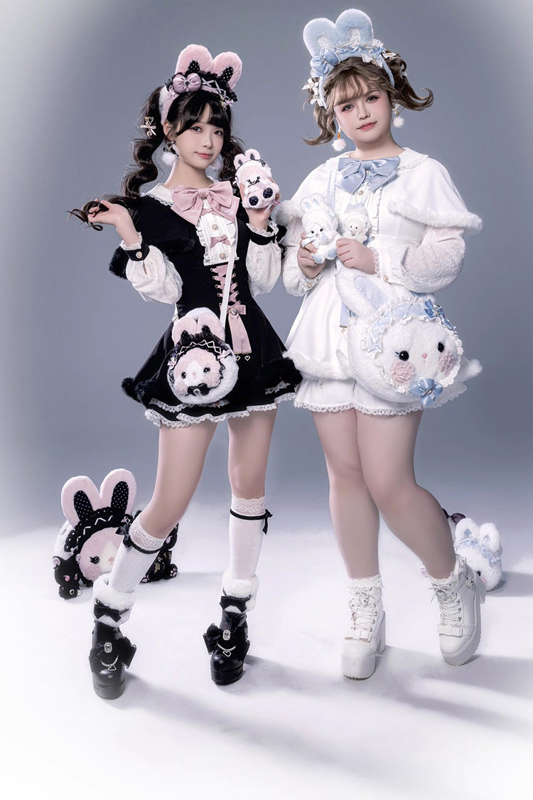 Lolita Dress - Ruffle Bowknot Lace-up Japanese, White, Bow Detail, Lace Trim, Ruffled - additional product view 3