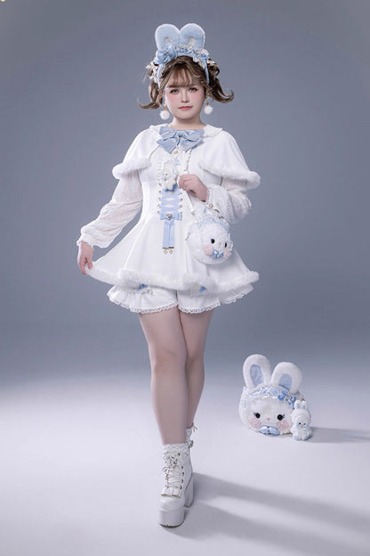 Lolita Dress - Ruffle Bowknot Lace-up Japanese, White, Bow Detail, Lace Trim, Ruffled - additional product view 10