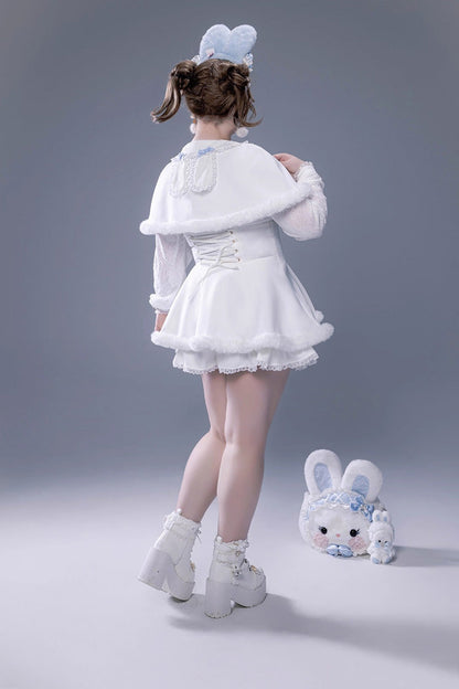 Lolita Dress - Ruffle Bowknot Lace-up Japanese, White, Bow Detail, Lace Trim, Ruffled - additional product view 12