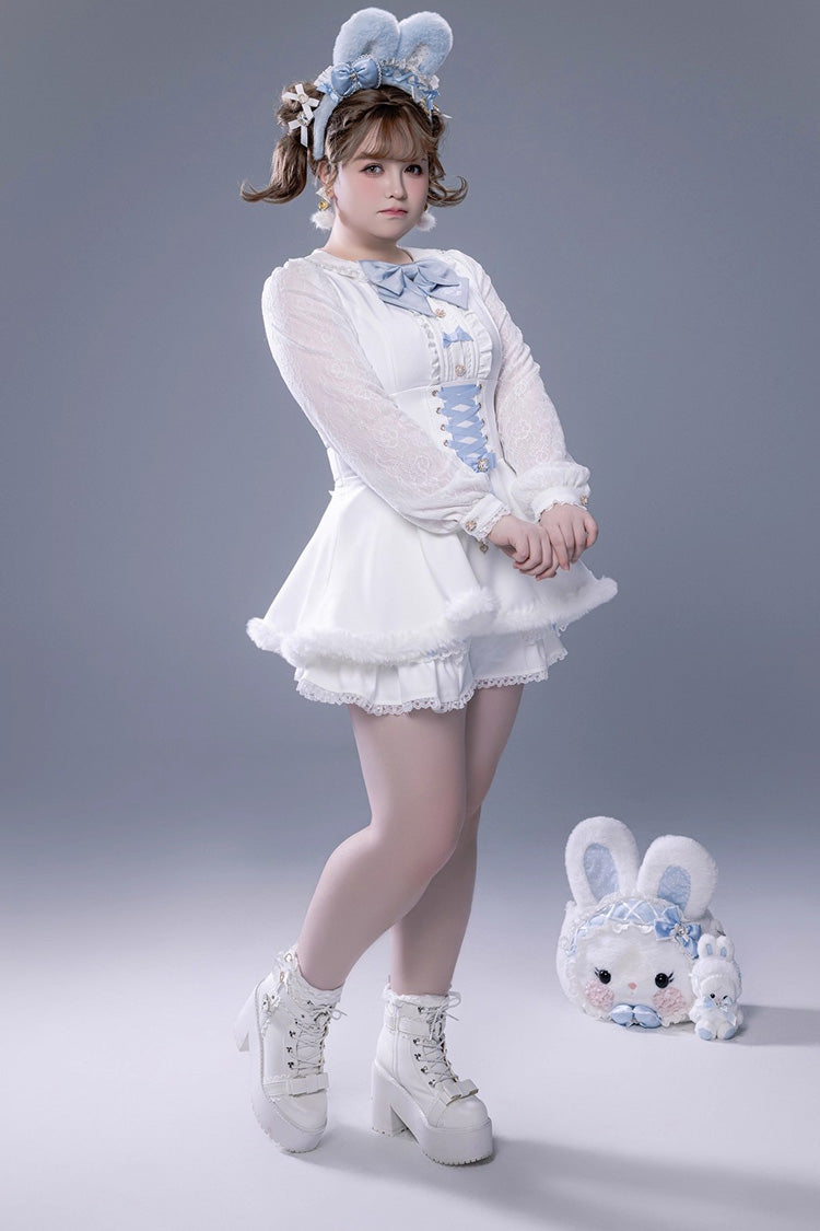 Lolita Dress - Ruffle Bowknot Lace-up Japanese, White, Bow Detail, Lace Trim, Ruffled - additional product view 14