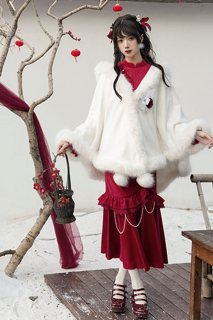 Lolita Dress - Ruffle Embroidery Bowknot Lace, Red, Long Sleeves, Classic Style - additional product view 10