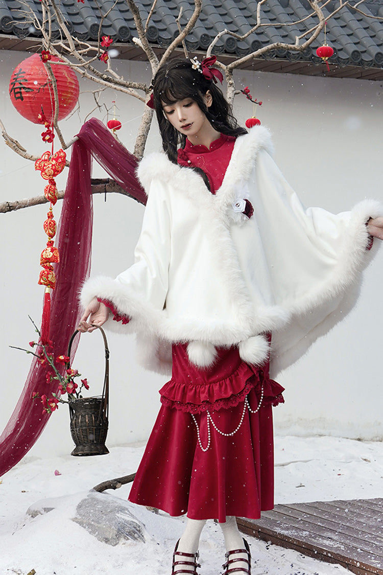Lolita Dress - Ruffle Embroidery Bowknot Lace, Red, Long Sleeves, Classic Style - additional product view 11