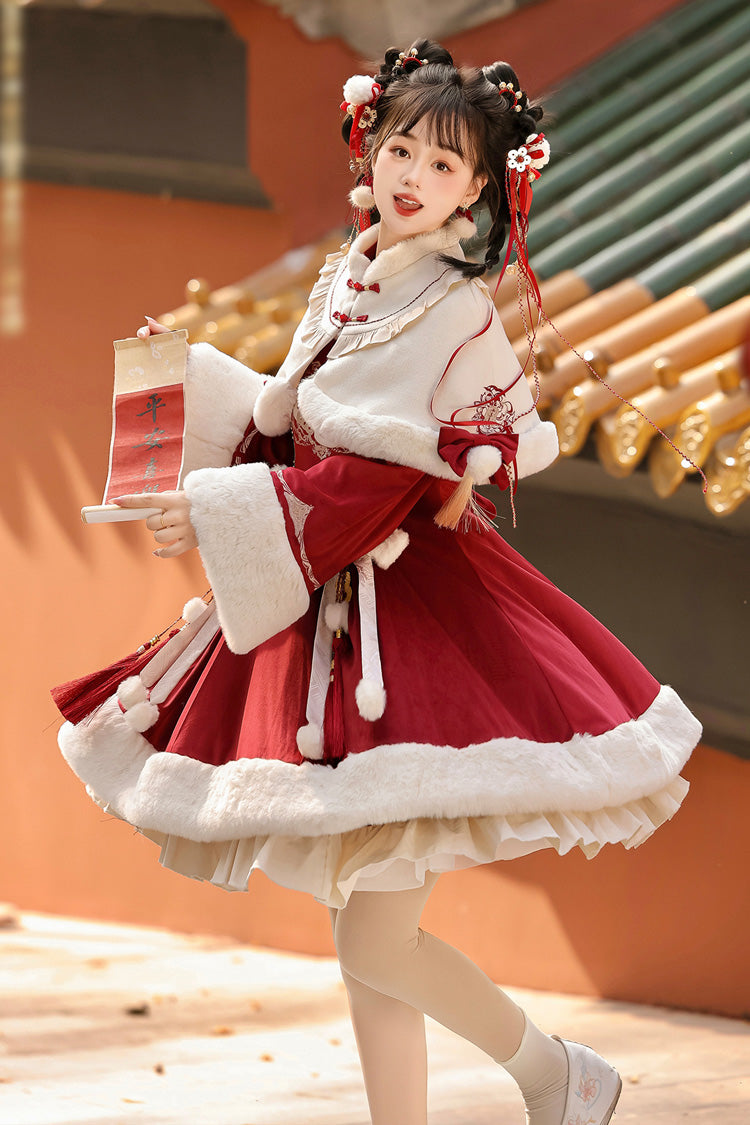 Lolita Dress - Ruffle Embroidery Bowknot, Red, Embroidered, Long Sleeves, Sweet Style - additional product view 2