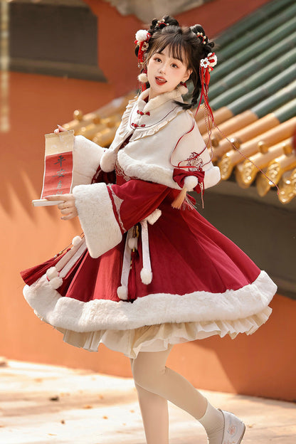 Lolita Dress - Ruffle Embroidery Bowknot, Red, Embroidered, Long Sleeves, Sweet Style - additional product view 2