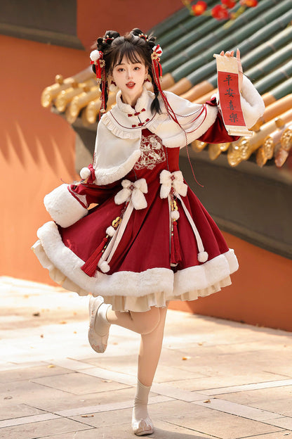 Lolita Dress - Ruffle Embroidery Bowknot, Red, Embroidered, Long Sleeves, Sweet Style - additional product view 3