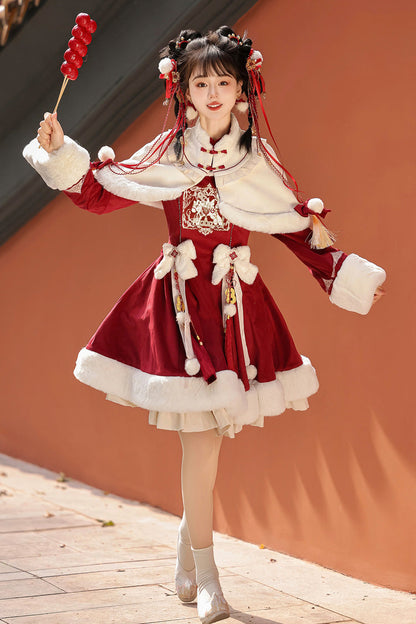 Lolita Dress - Ruffle Embroidery Bowknot, Red, Embroidered, Long Sleeves, Sweet Style - additional product view 4