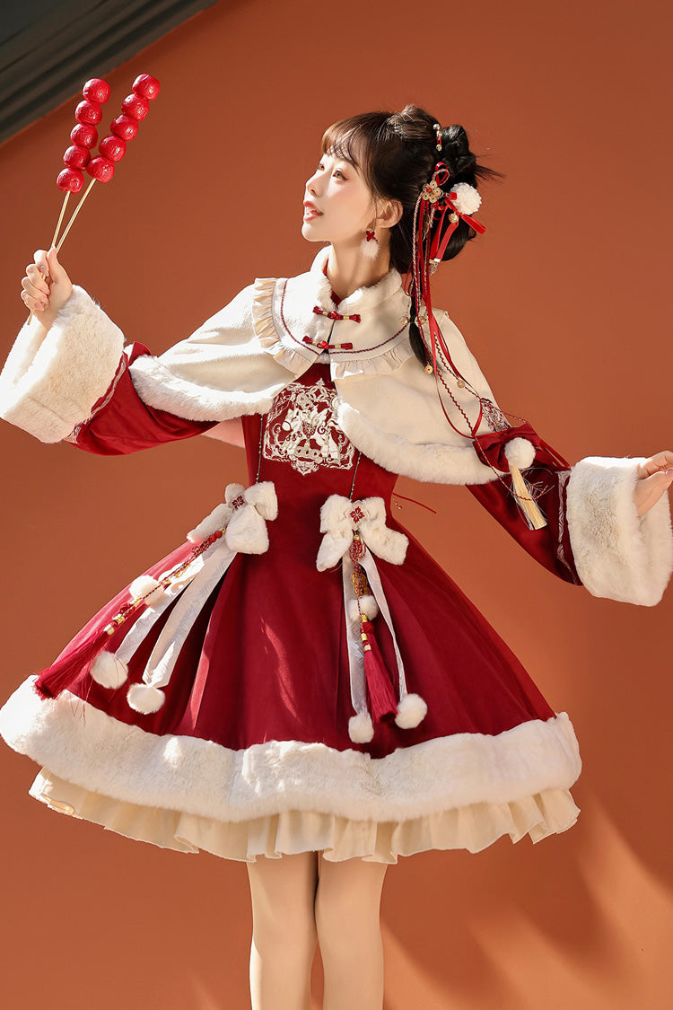 Lolita Dress - Ruffle Embroidery Bowknot, Red, Embroidered, Long Sleeves, Sweet Style - additional product view 5