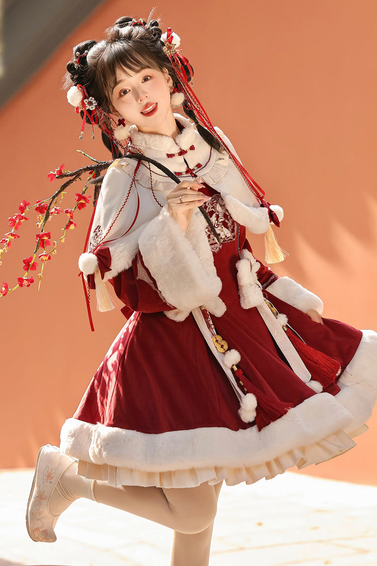 Lolita Dress - Ruffle Embroidery Bowknot, Red, Embroidered, Long Sleeves, Sweet Style - additional product view 6