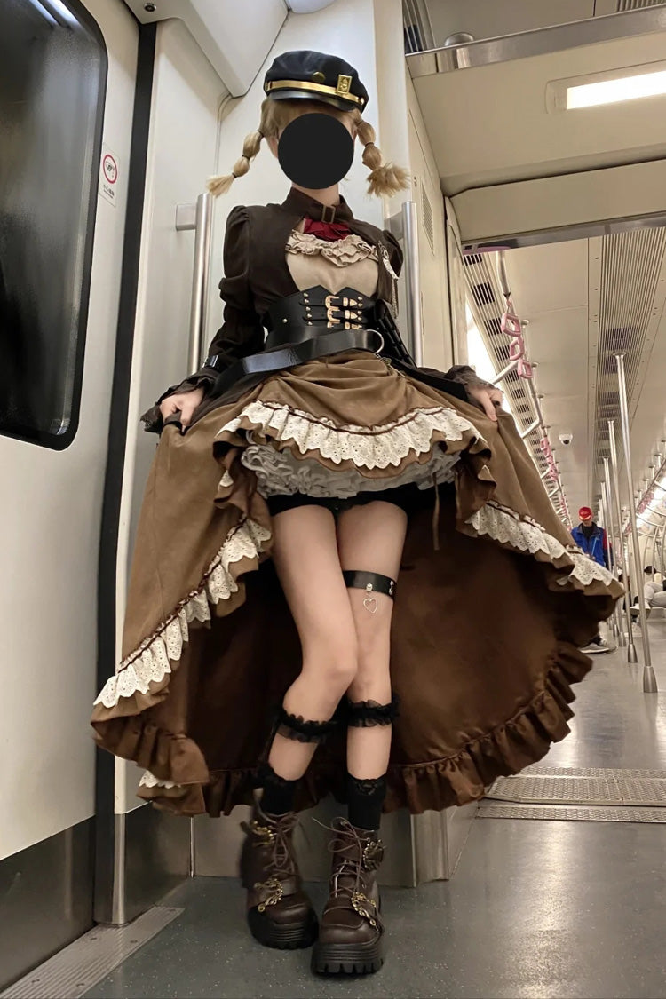 Lolita Dress - Ruffle Irregular Handsome, Brown, Ruffled, Punk Style - additional product view 2