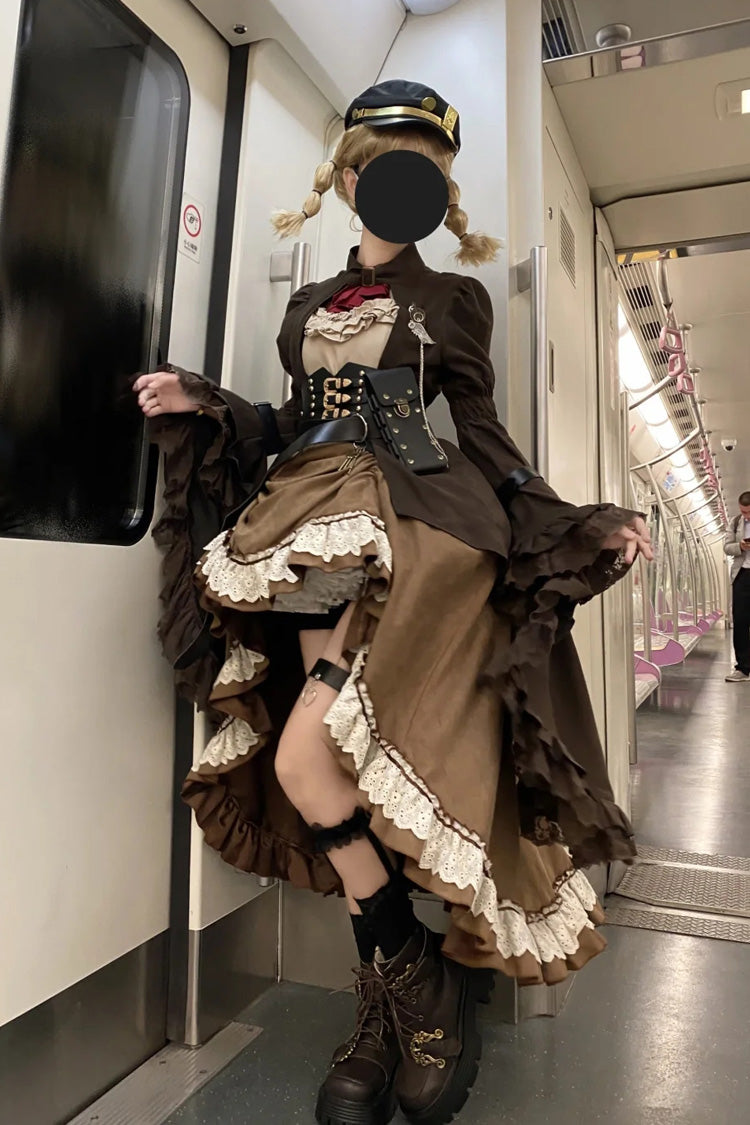 Lolita Dress - Ruffle Irregular Handsome, Brown, Ruffled, Punk Style - additional product view 3