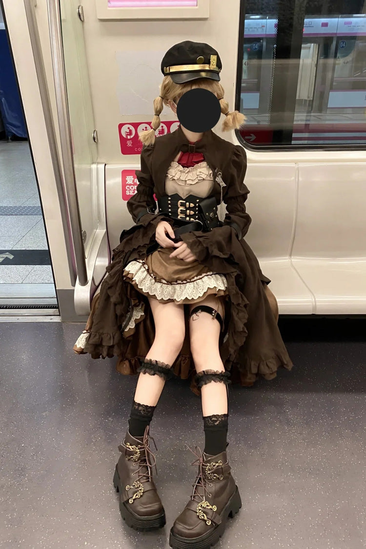 Lolita Dress - Ruffle Irregular Handsome, Brown, Ruffled, Punk Style - additional product view 5
