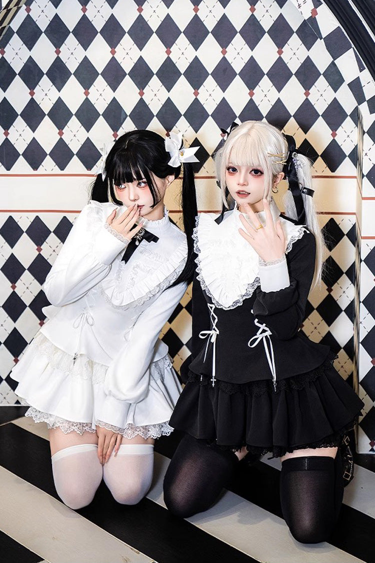 Lolita Dress - Ruffle Lace-up Handsome, White, Long Sleeves, Sweet Style, Lace Trim - additional product view 8