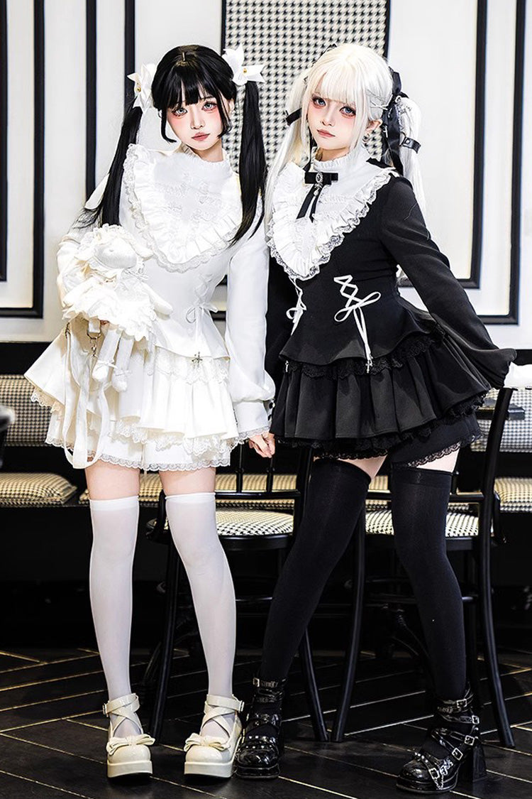 Lolita Dress - Ruffle Lace-up Handsome, White, Long Sleeves, Sweet Style, Lace Trim - additional product view 9