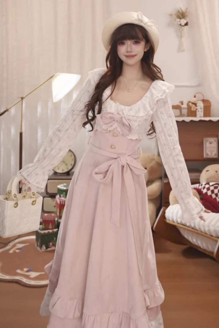Lolita Dress - Sakura Milk Cake, Pink, Long Sleeves, Sweet Style, Bow Detail - additional product view 4