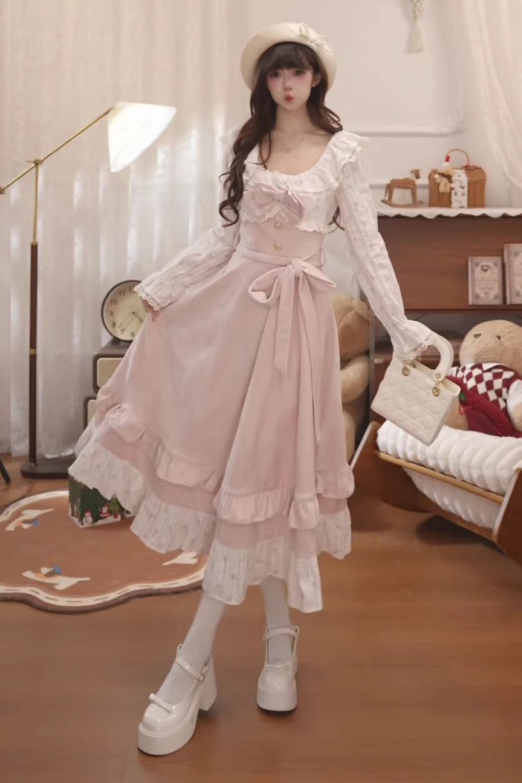 Lolita Dress - Sakura Milk Cake, Pink, Long Sleeves, Sweet Style, Bow Detail - additional product view 5