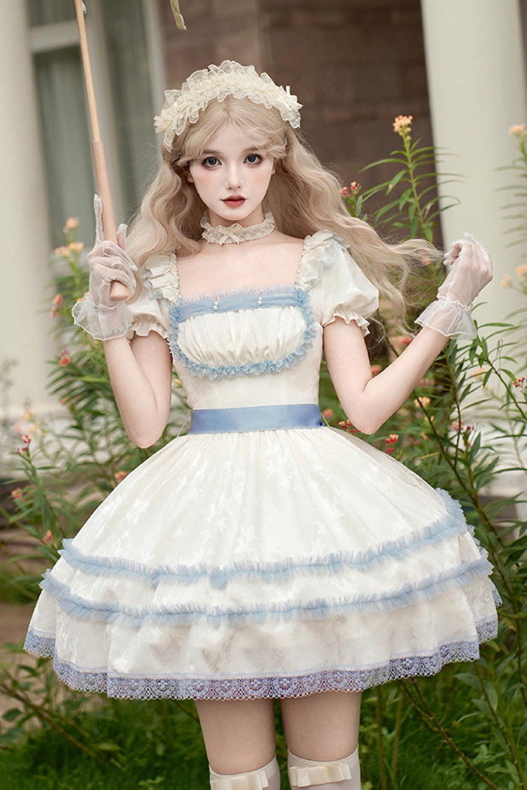 Lolita Dress - Sea Salt Iced Tea, Ivory, Square Collar, Short Length, Sweet Style - additional product view 2