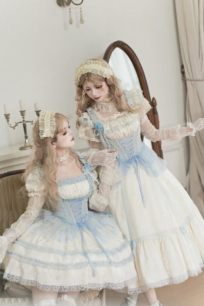 Lolita Dress - Sea Salt Iced Tea, Ivory, Square Collar, Short Length, Sweet Style - additional product view 6