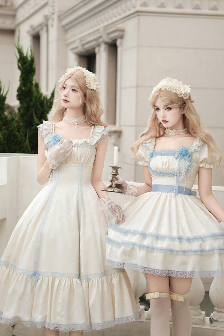 Lolita Dress - Sea Salt Iced Tea, Ivory, Square Collar, Short Length, Sweet Style - additional product view 8